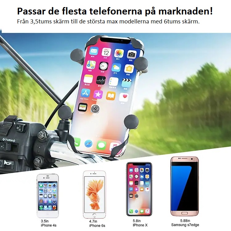Mobilhållare, För montering på styre och backspegel. Ett tillbehör till ATV fyrhjuling utformat för styrka, säkerhet och funktion i Scandinaviskt klimat. 2